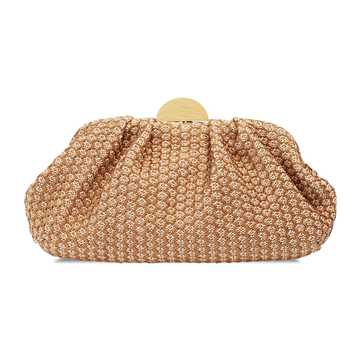 Clutch donna marrone beige in raffia