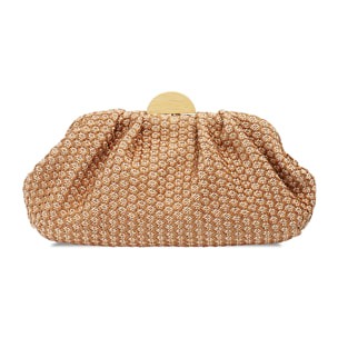 Clutch donna marrone beige in raffia