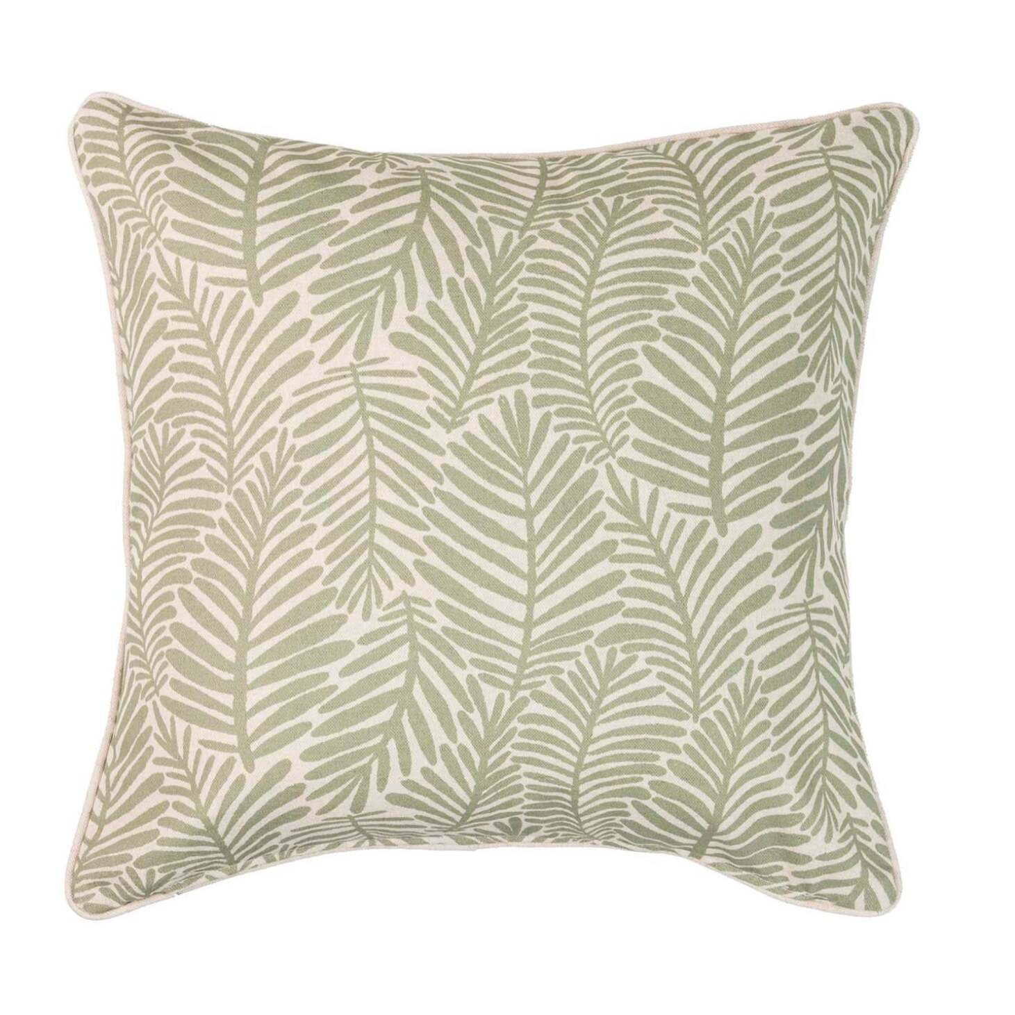 Cojín Lino Hojas Verdes 45x13x45 Cm