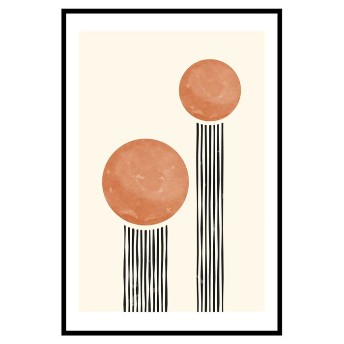 Affiche encadrée double soleil minimaliste Affiche + cadre en métal - Noir