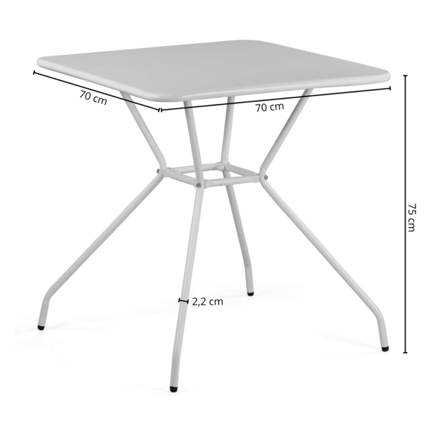 Tavolo da esterno in acciaio 70x70x73 cm, grigio