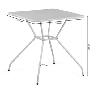 Tavolo da esterno in acciaio 70x70x73 cm, grigio