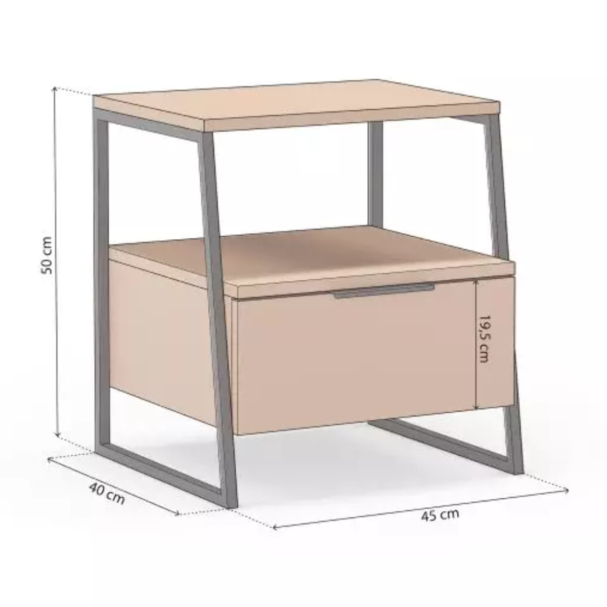 Mesita de noche Oksa Terracota - Negro