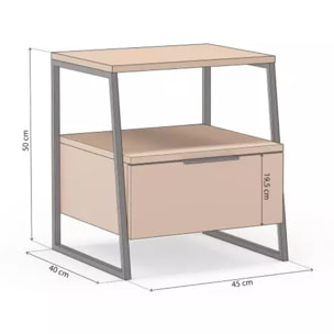 Mesita de noche Oksa Terracota - Negro