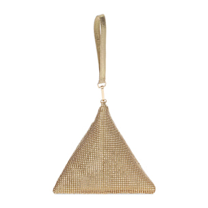 Mini bag donna oro in laminato con pietre