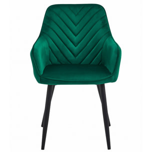 Sedia Nana in Velluto Verde Smeraldo con Gambe Nere
