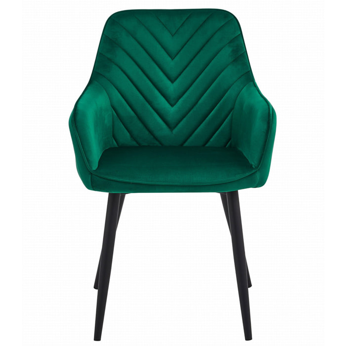 Sedia Nana in Velluto Verde Smeraldo con Gambe Nere
