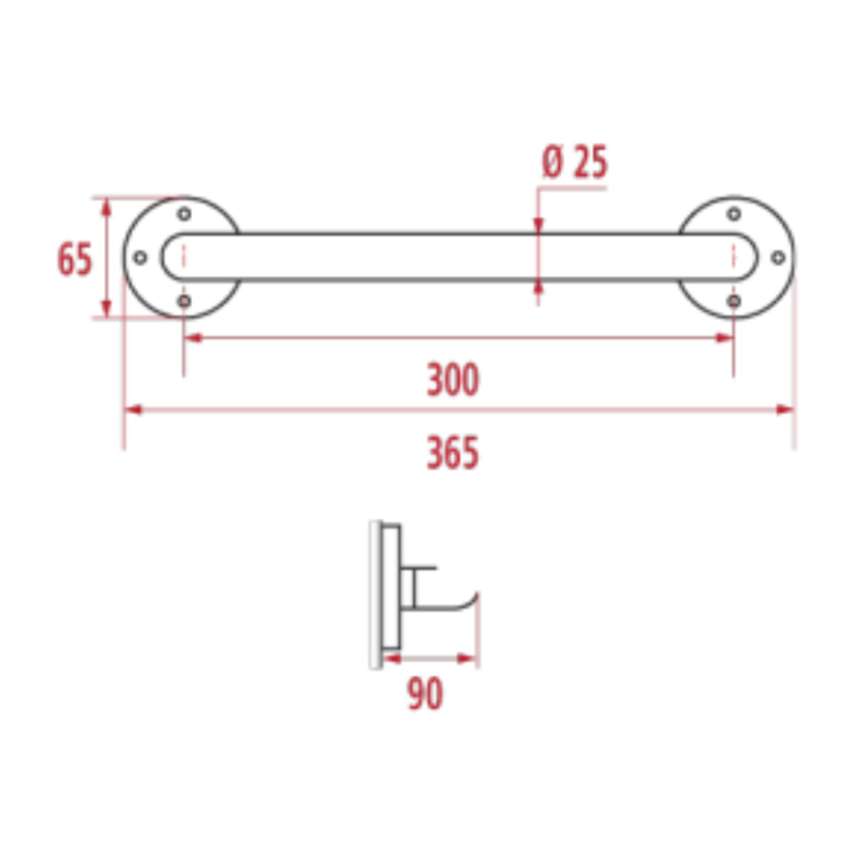 Barre de maintien droite PMR PELLET Essentiel acier époxy 30 cm blanc