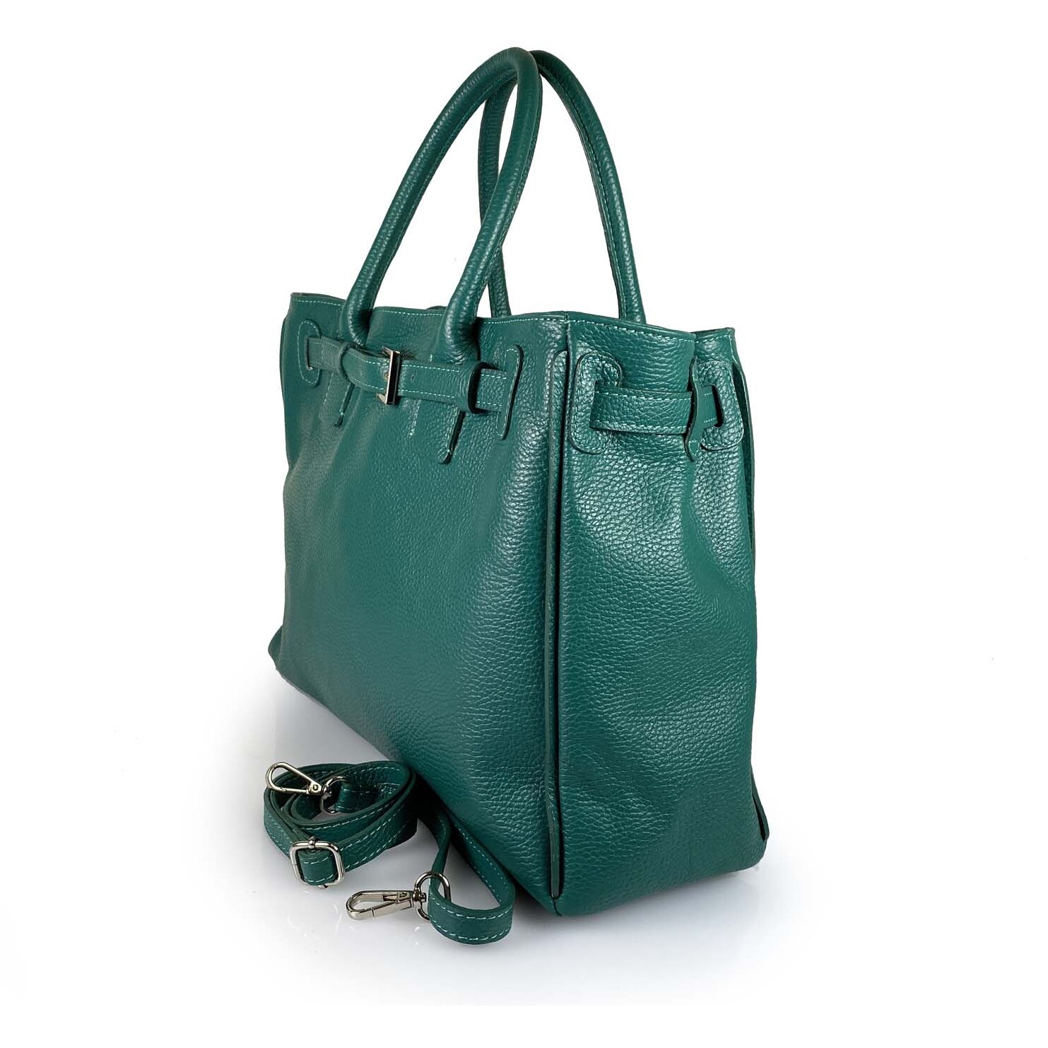 Borsa Donna in vera pelle Made in Italy colore Verde dimensioni cm 28 x 38 x 15