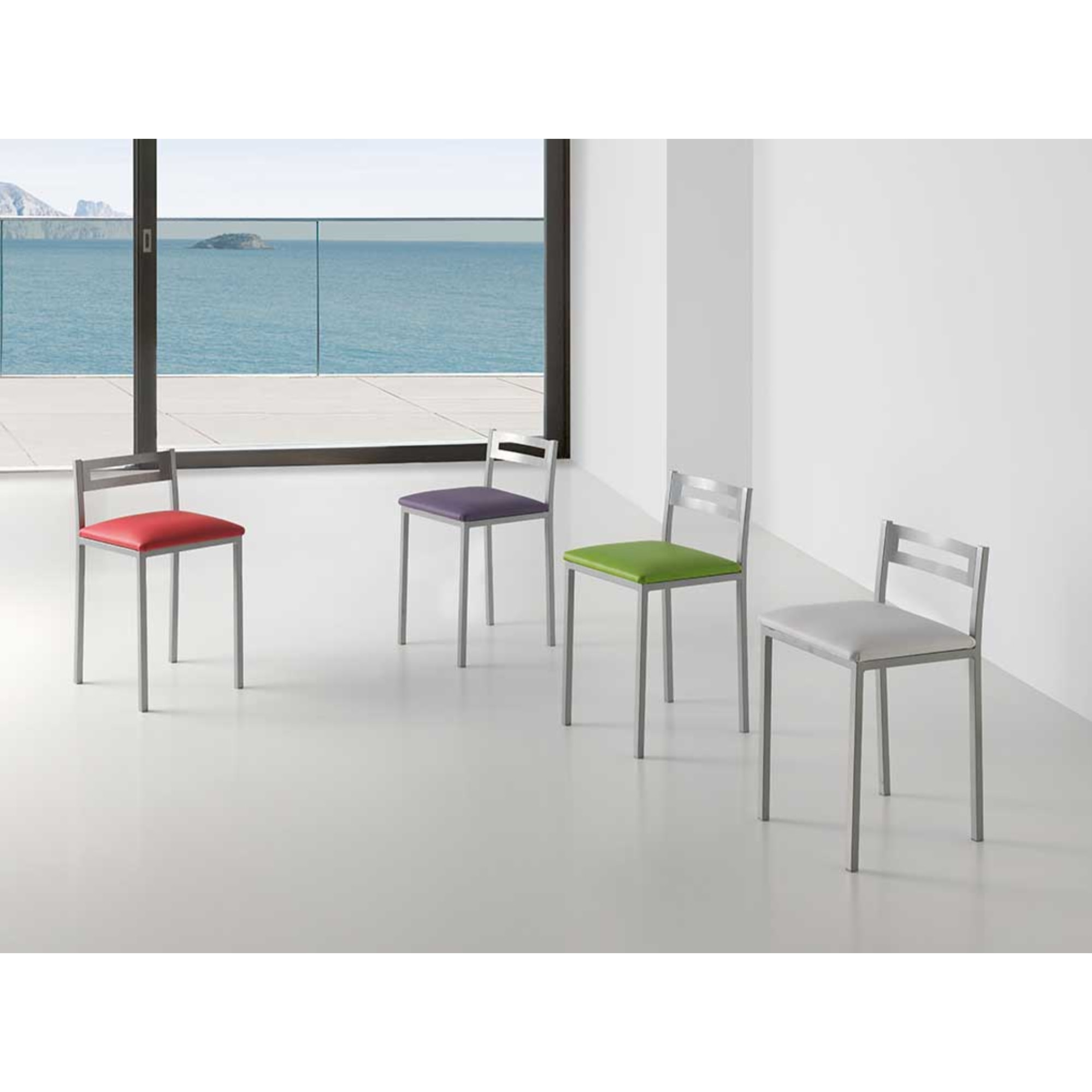 Set de 4 taburetes – Polipiel y metal