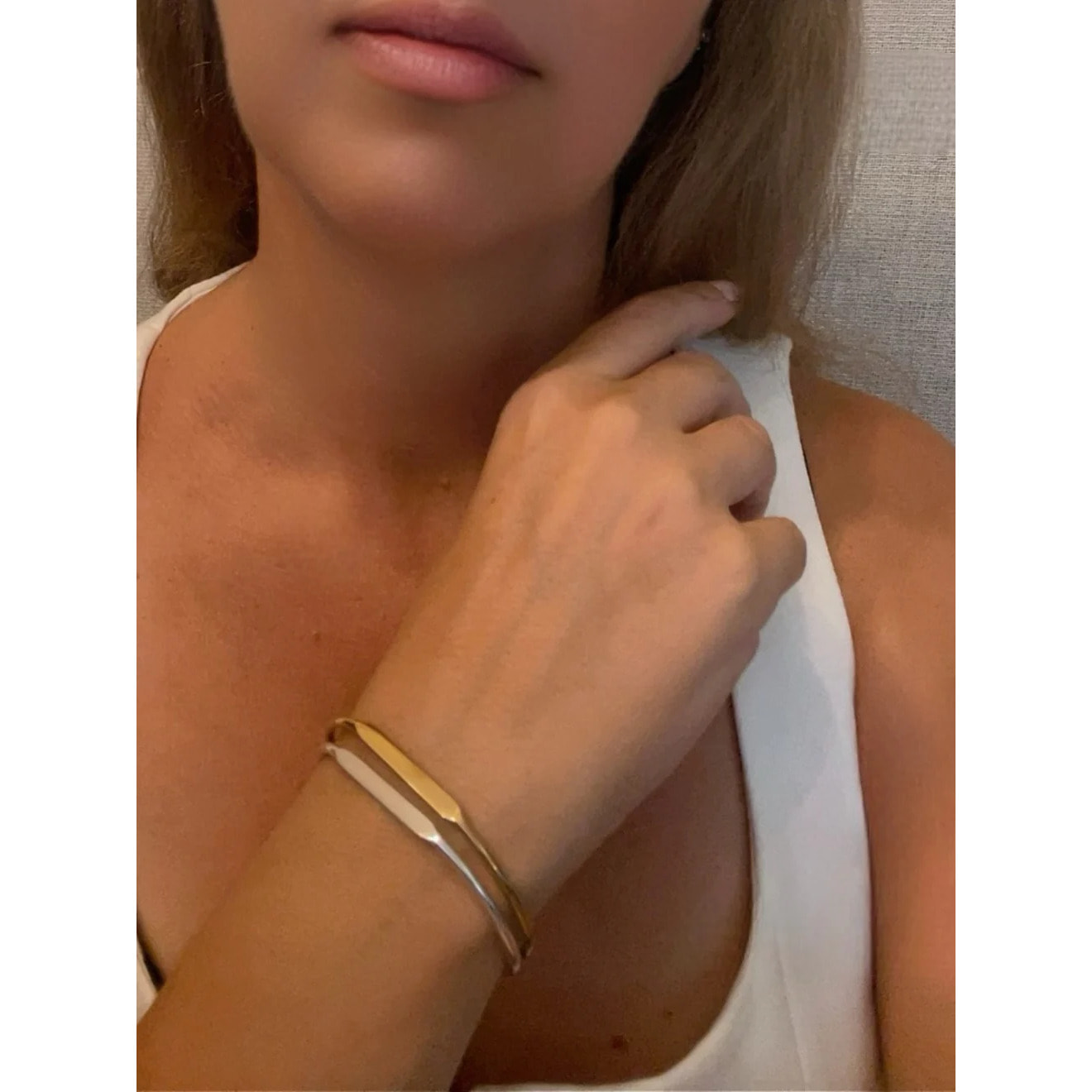 Pack pulseras combo Tubular fino latón plata_oro