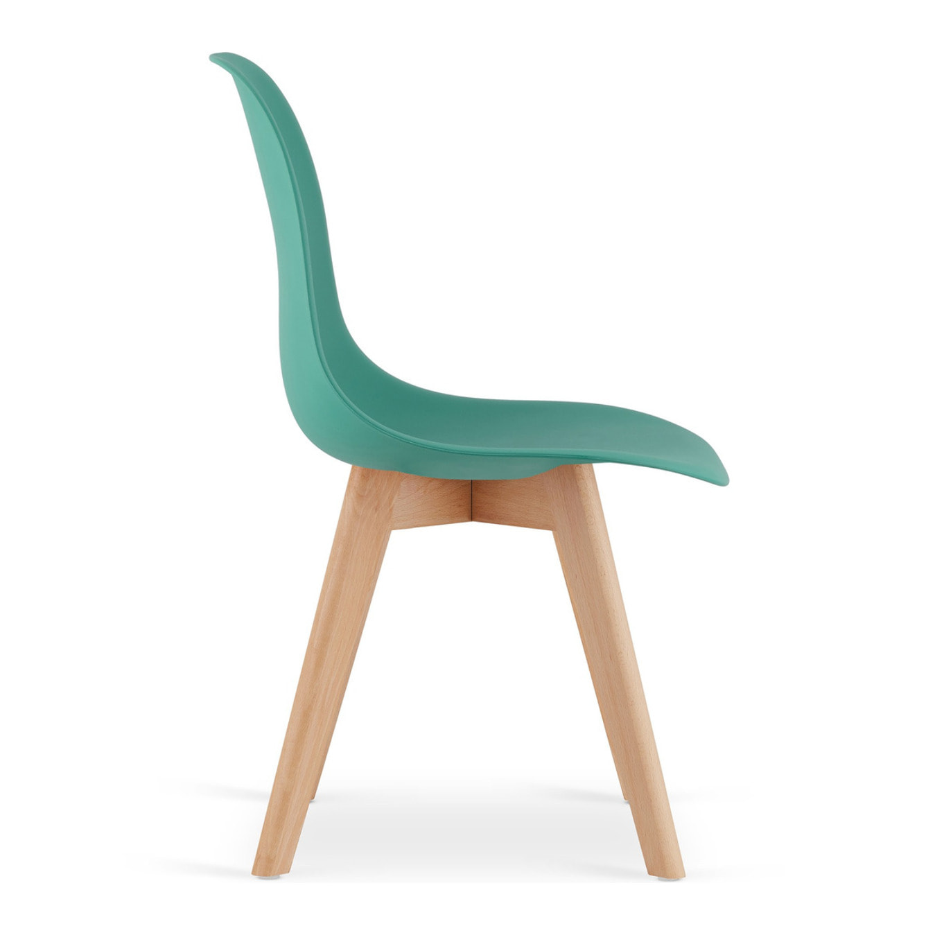 Sedia di design Kito verde con gambe in legno di faggio