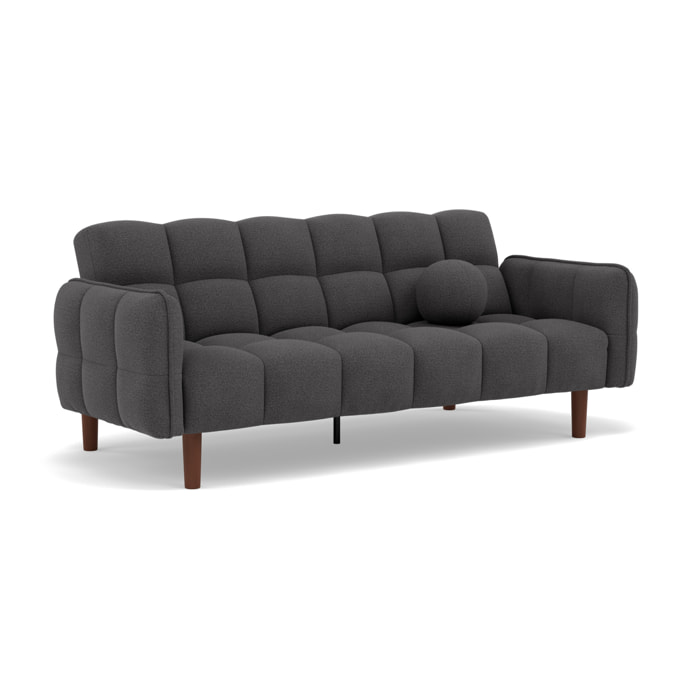 Adam - Canapé convertible clic-clac 2 places bubble en tissu texturé - Gris foncé