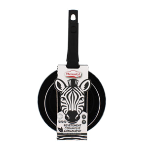 Lot de poêle et casserole en aluminium à motif zèbre - tous feux ANIMALS
