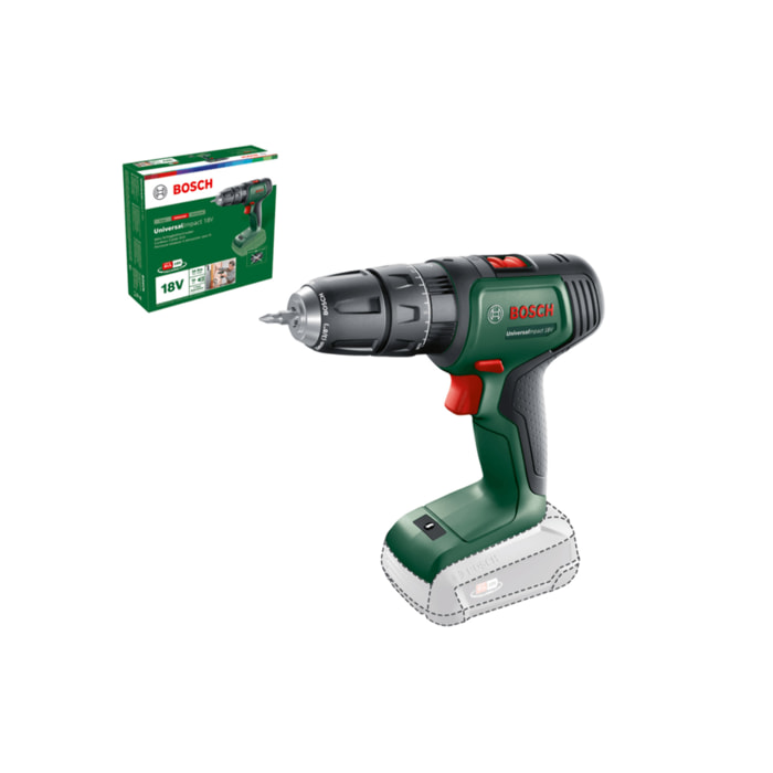 Perceuse à percussion sans-fil UniversalImpact 18V - BOSCH - Sans batterie, ni chargeur - 06039D4108