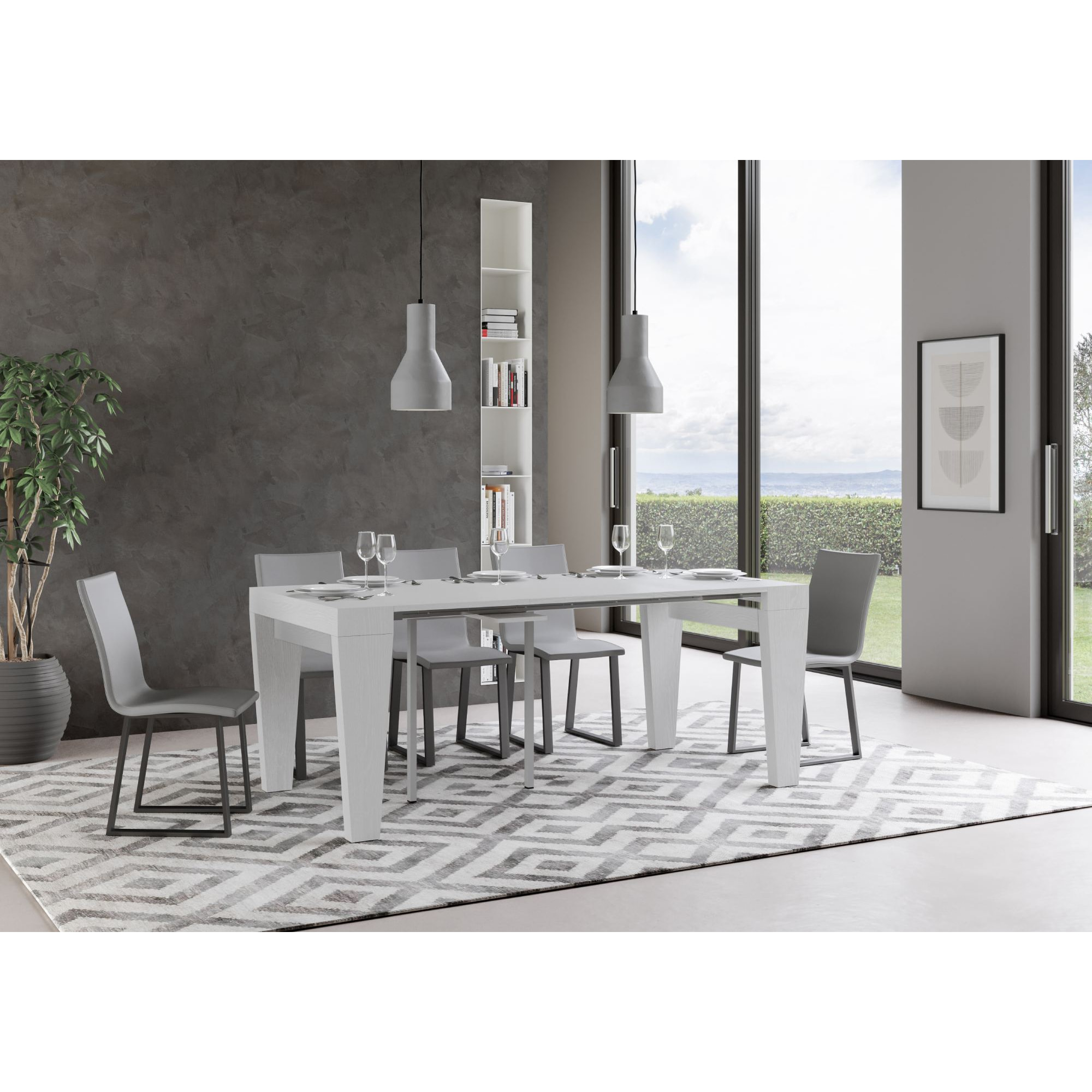 Consolle allungabile 90x40/196 cm Spimbo Small Bianco Frassino