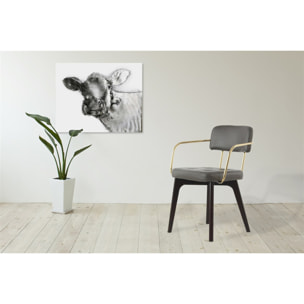 Sedia di design Manchester in ecopelle antracite e metallo oro