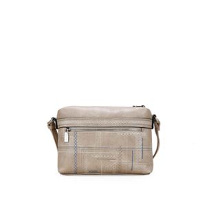 Bolso bandolera taupe doble cremallera