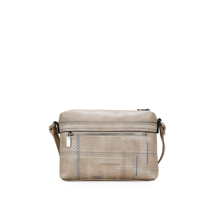 Bolso bandolera taupe doble cremallera