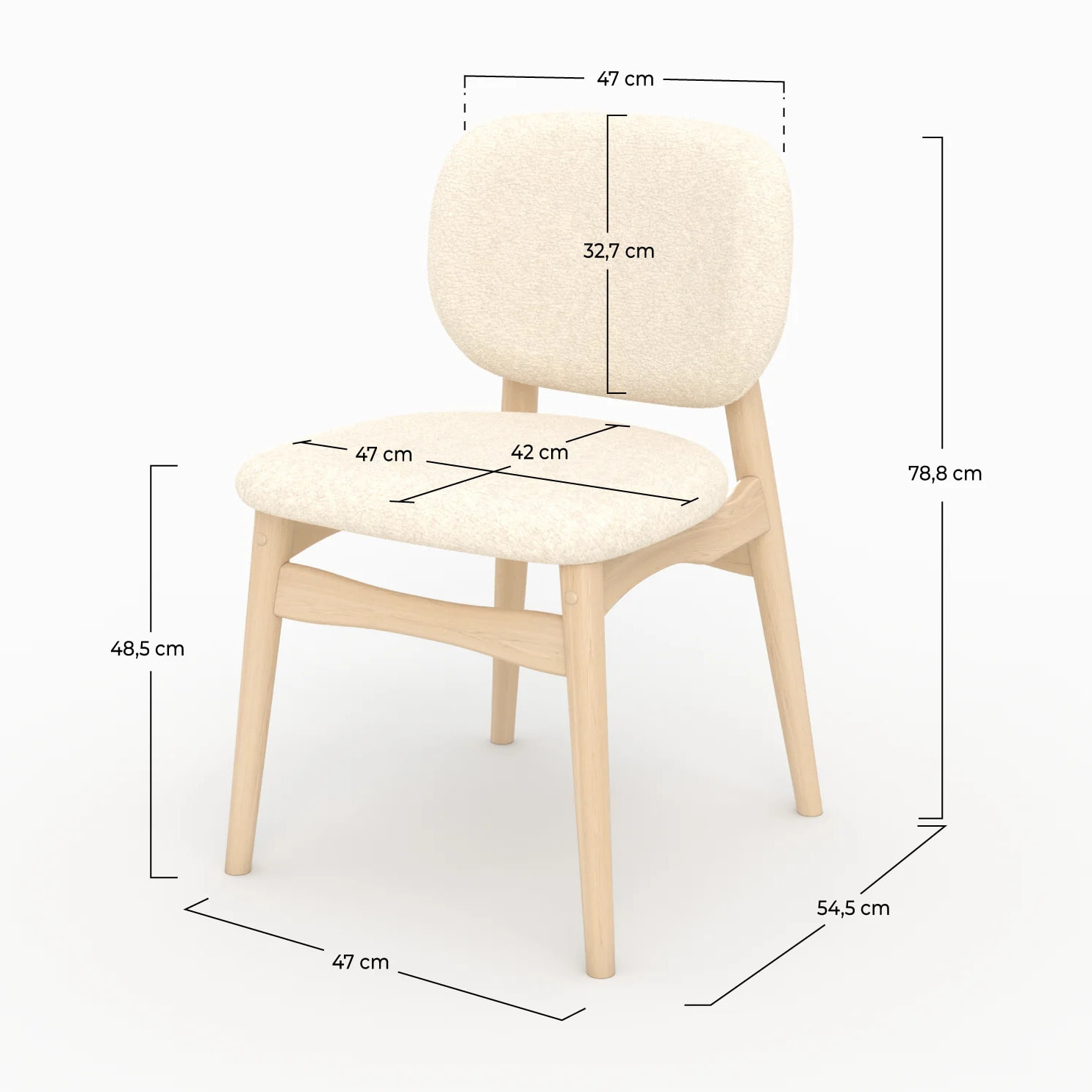 Lot de 2 chaises en tissu bouclé beige - Paulette