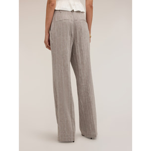 Motivi - Pantaloni palazzo in misto lino con piega stirata - Grigio
