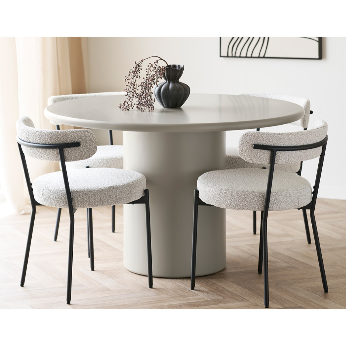 Joyce - table à manger ronde en FSC  100% - 4 personnes - Sable