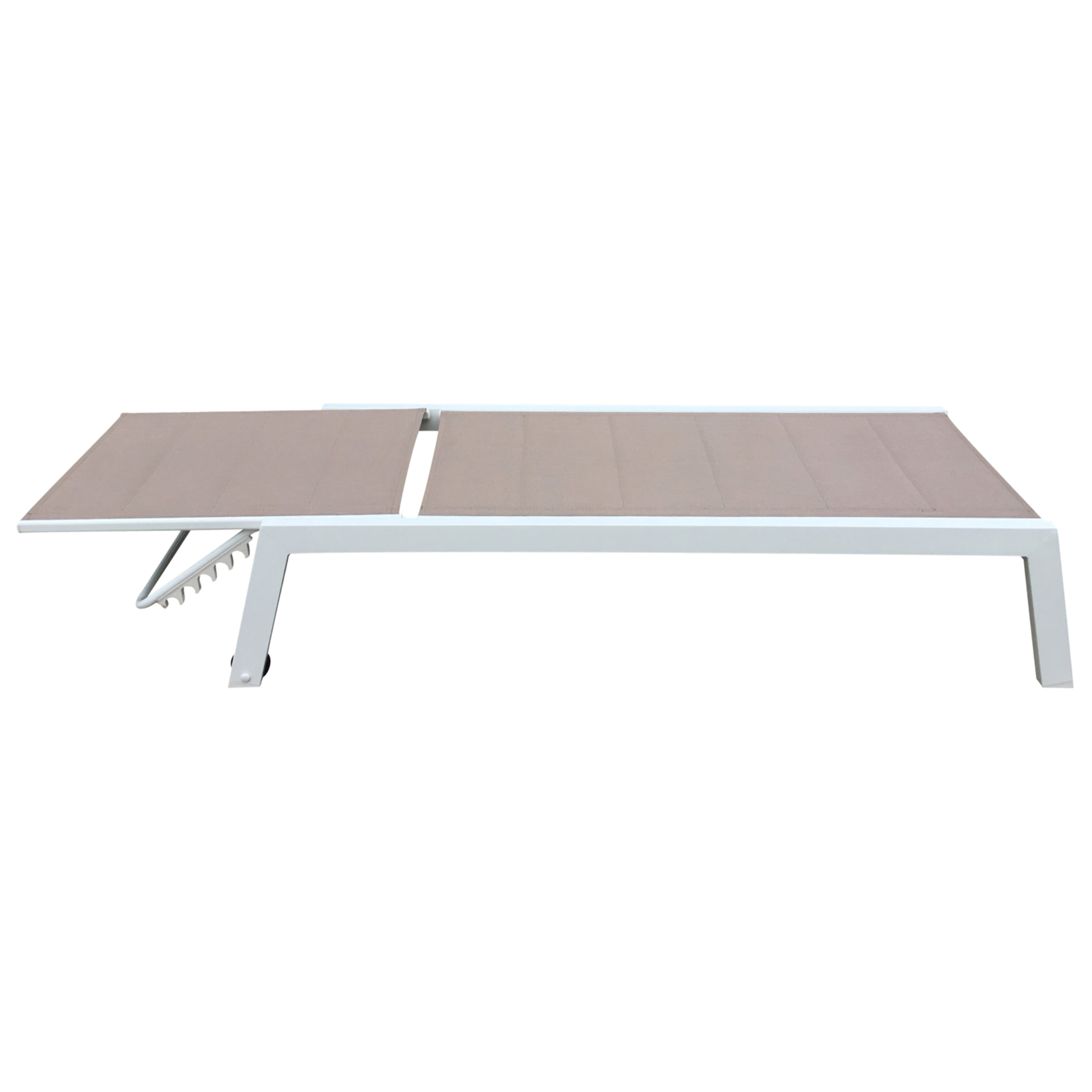Bain de soleil BARBADOS en textilène taupe - aluminium blanc