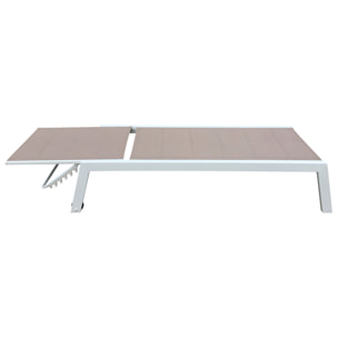 Bain de soleil BARBADOS en textilène taupe - aluminium blanc