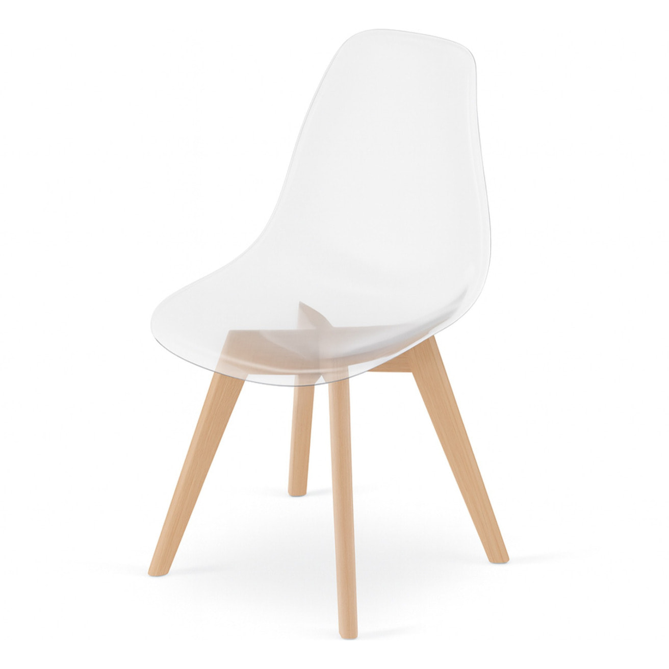 Set di 2 sedie Kito trasparenti con gambe in legno di faggio