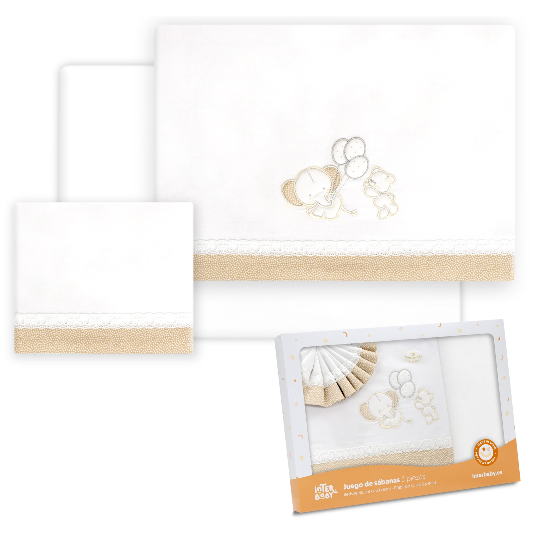 Triptico Coche Oso Elefante Globos Bco/Beig