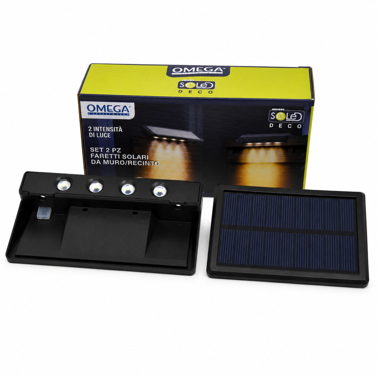 OMEGA Set 2 Faretti Solari da Muro 4 LED 3000K 100LM IP44