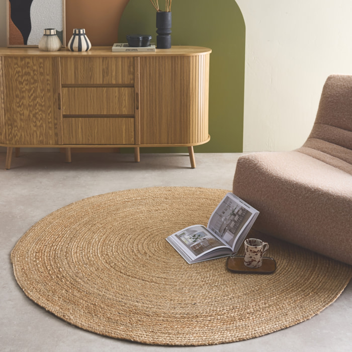 Tapis intérieur rond jute, naturel PADMA