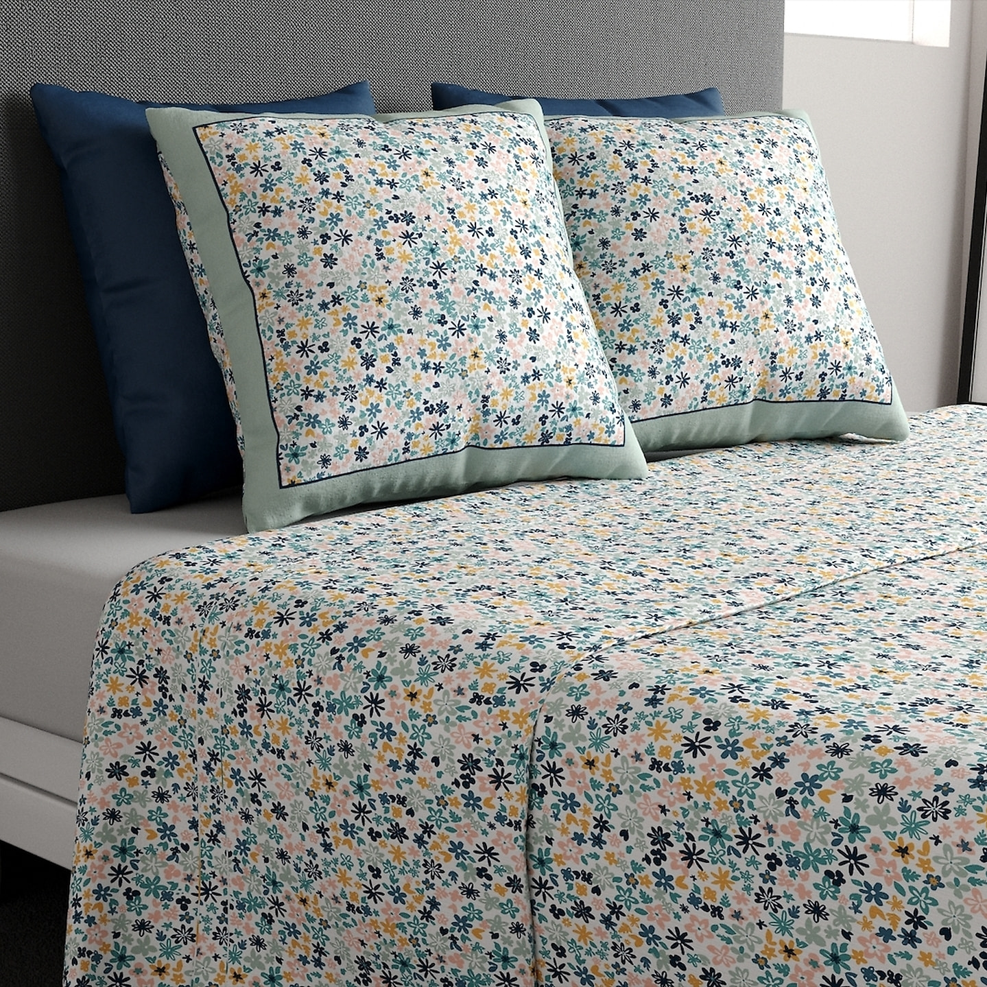 Parure De Drap 4pcs avec Drap housse Bonnet:25cm 100%coton 57fils Mani