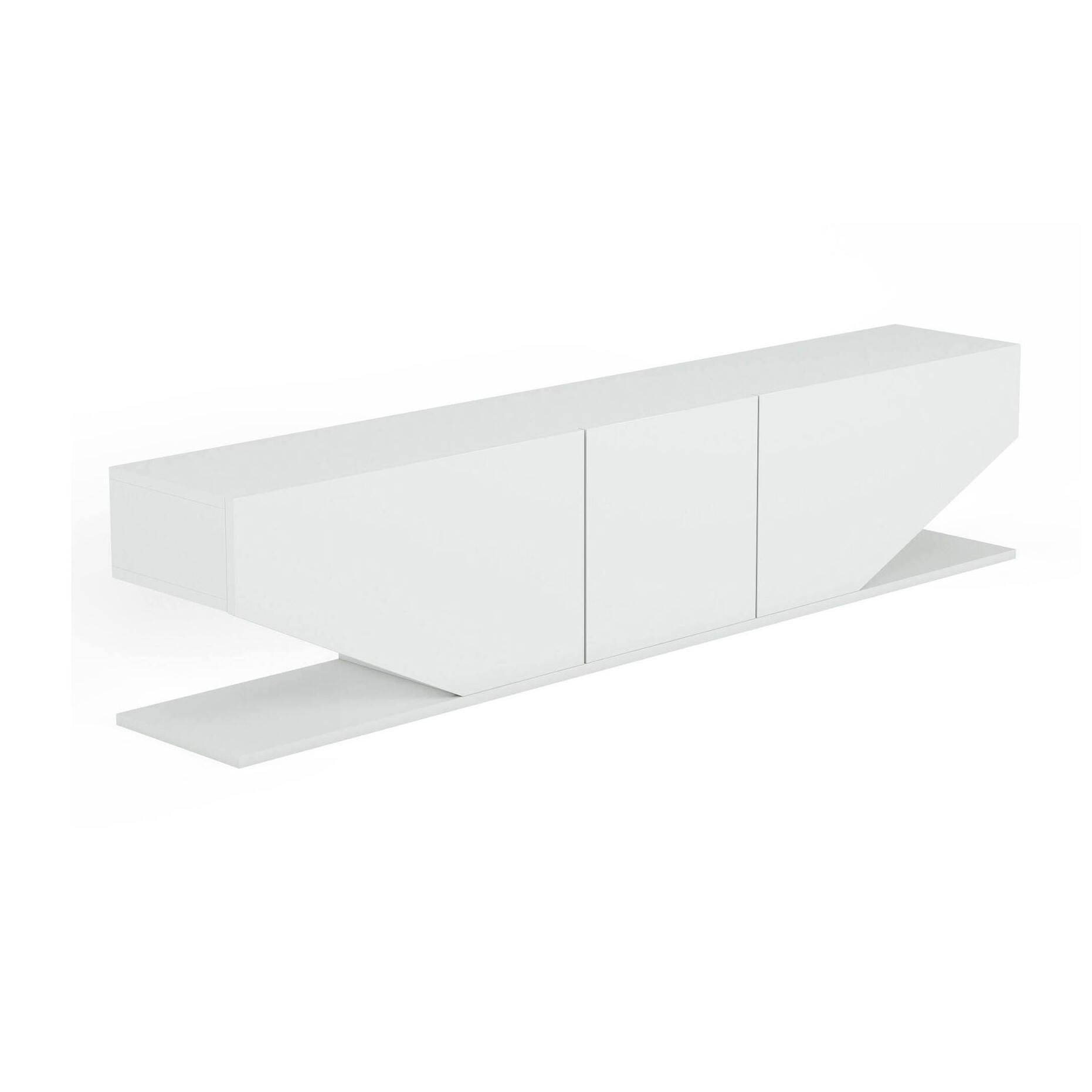 Mobile porta TV Dababaca, Credenza da soggiorno, Armadio basso per TV, Base parete attrezzata, 180x30h40 cm, Bianco