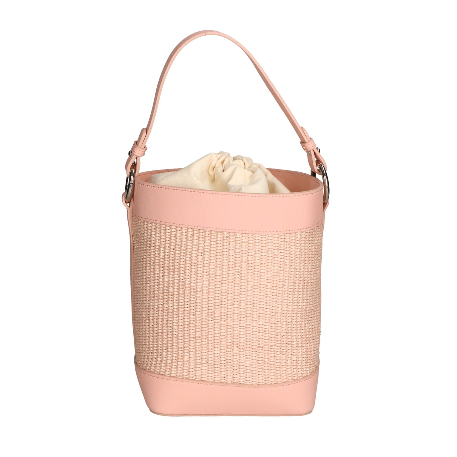 Borsa a secchiello da donna - Modello Lisbeth - Misto pelle e tessuto - 18.0 x 24.0 x 15.0 cm