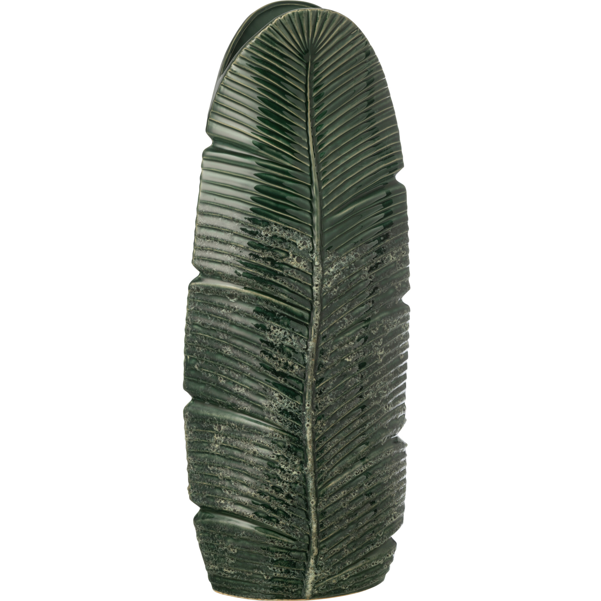 J-Line Vase Feuille - grès - vert foncé - large