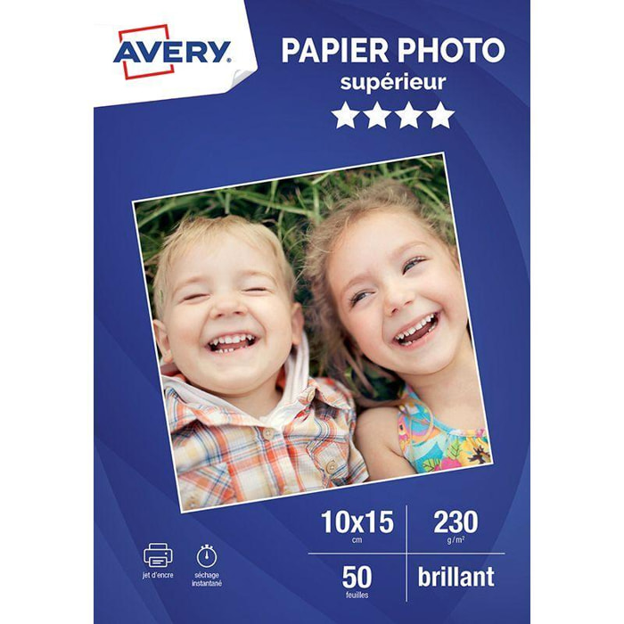 Papier photo AVERY 50 Photos brillantes 10x15 230g/m²