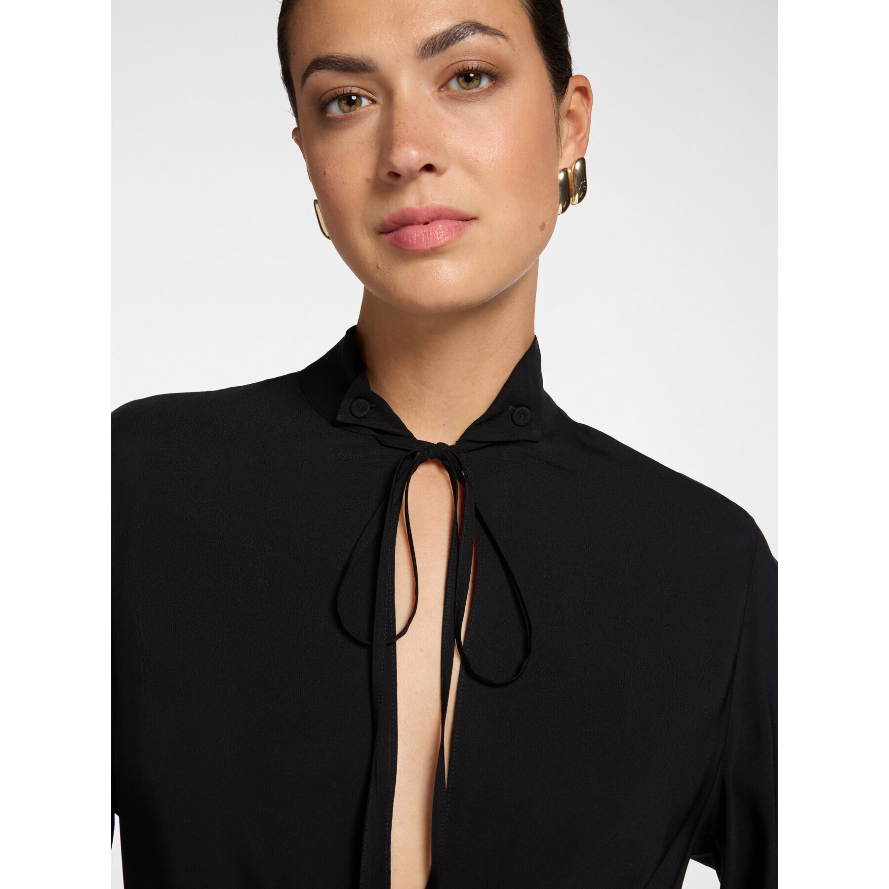 Elena Mirò - Blusa in crêpe de Chine - Nero