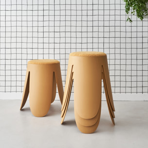 Tabouret empilable bouclette texturée (lot de 4) NIKI