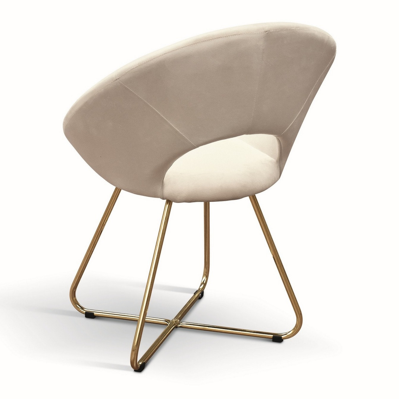 Set di 2 poltroncine ZANTE in tessuto effetto velluto beige e base in metallo color oro