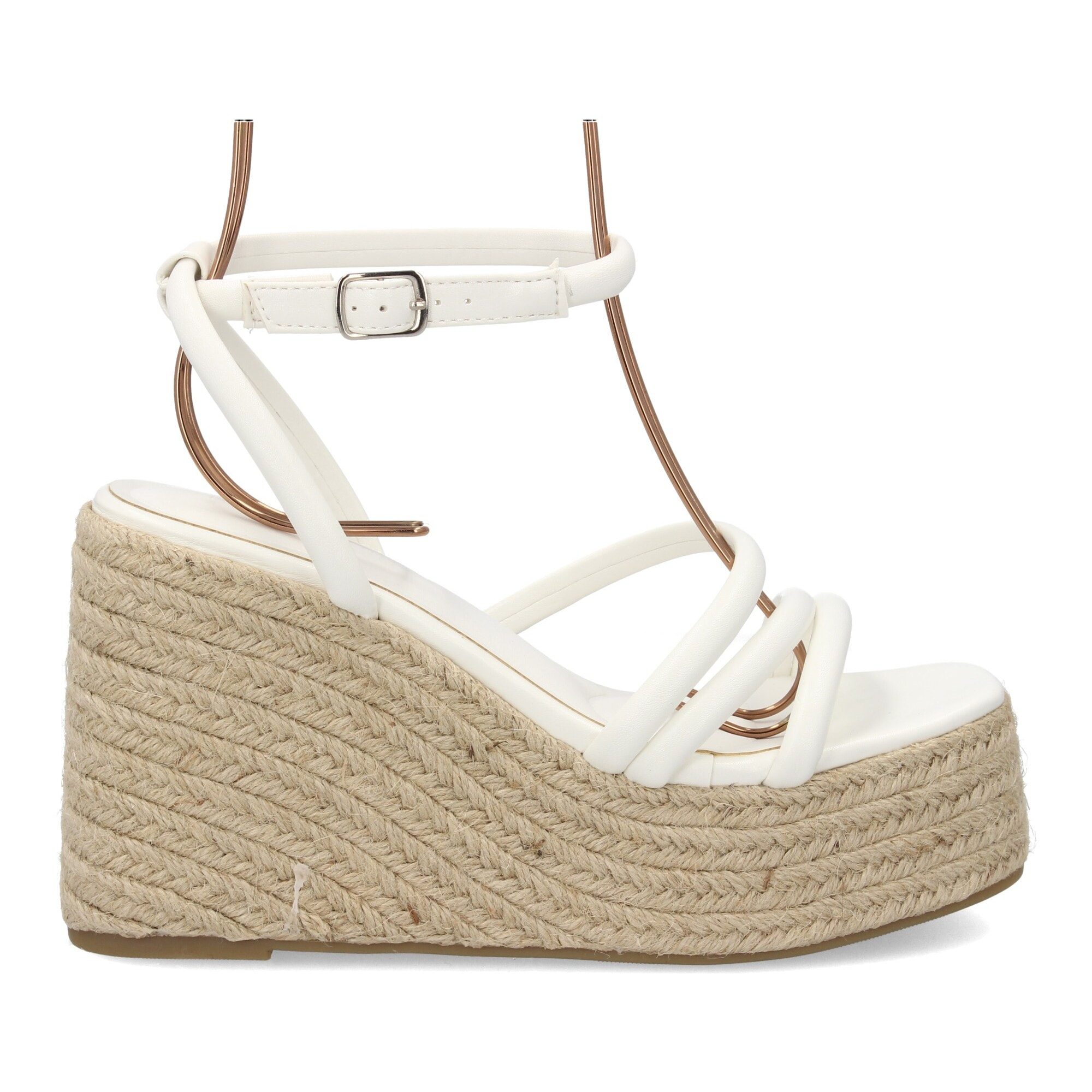 Sandalia de cuña de yute para mujer, diseño comodo y elegante con tiras cruzadas en la pala