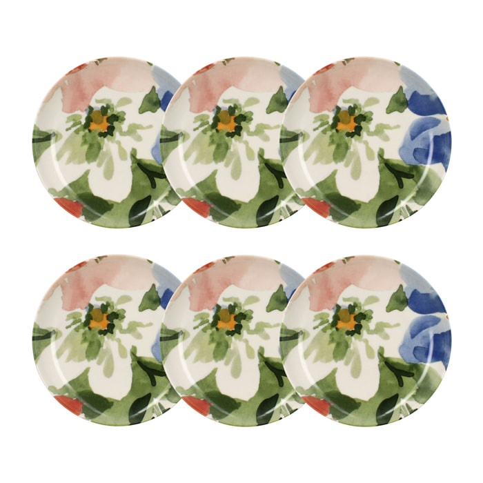 Lot de 6 assiettes creuses en porcelaine floral 21cm FLORALUX