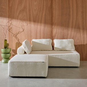 Ensemble chauffeuses pour canapé modulable 3 places bouclette crème - Bao