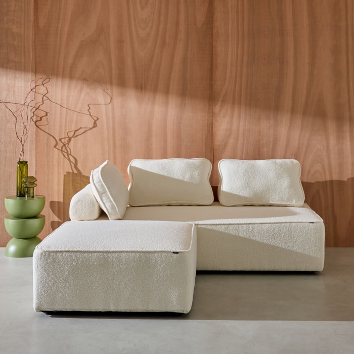 Ensemble chauffeuses pour canapé modulable 3 places bouclette crème - Bao