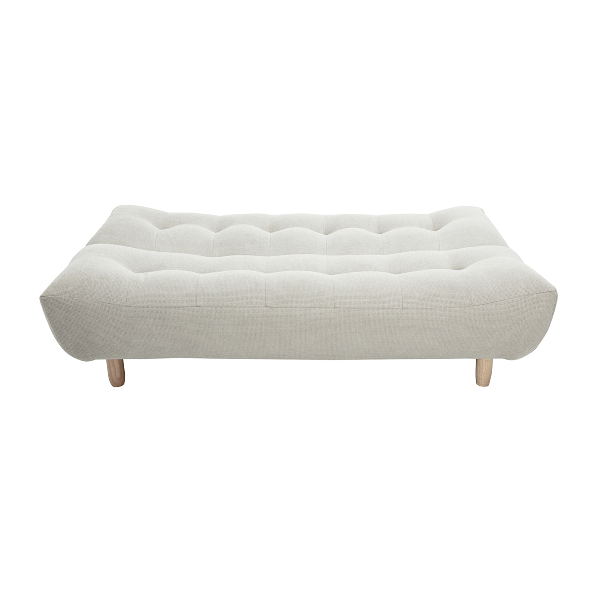 Canapé convertible scandinave 3 places en tissu beige et bois clair YUMI