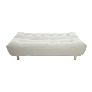 Canapé convertible scandinave 3 places en tissu beige et bois clair YUMI