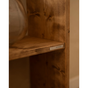 Estanteria de madera maciza en tono roble oscuro con 4 estantes Alto: 182 Largo: 40 Ancho: 20