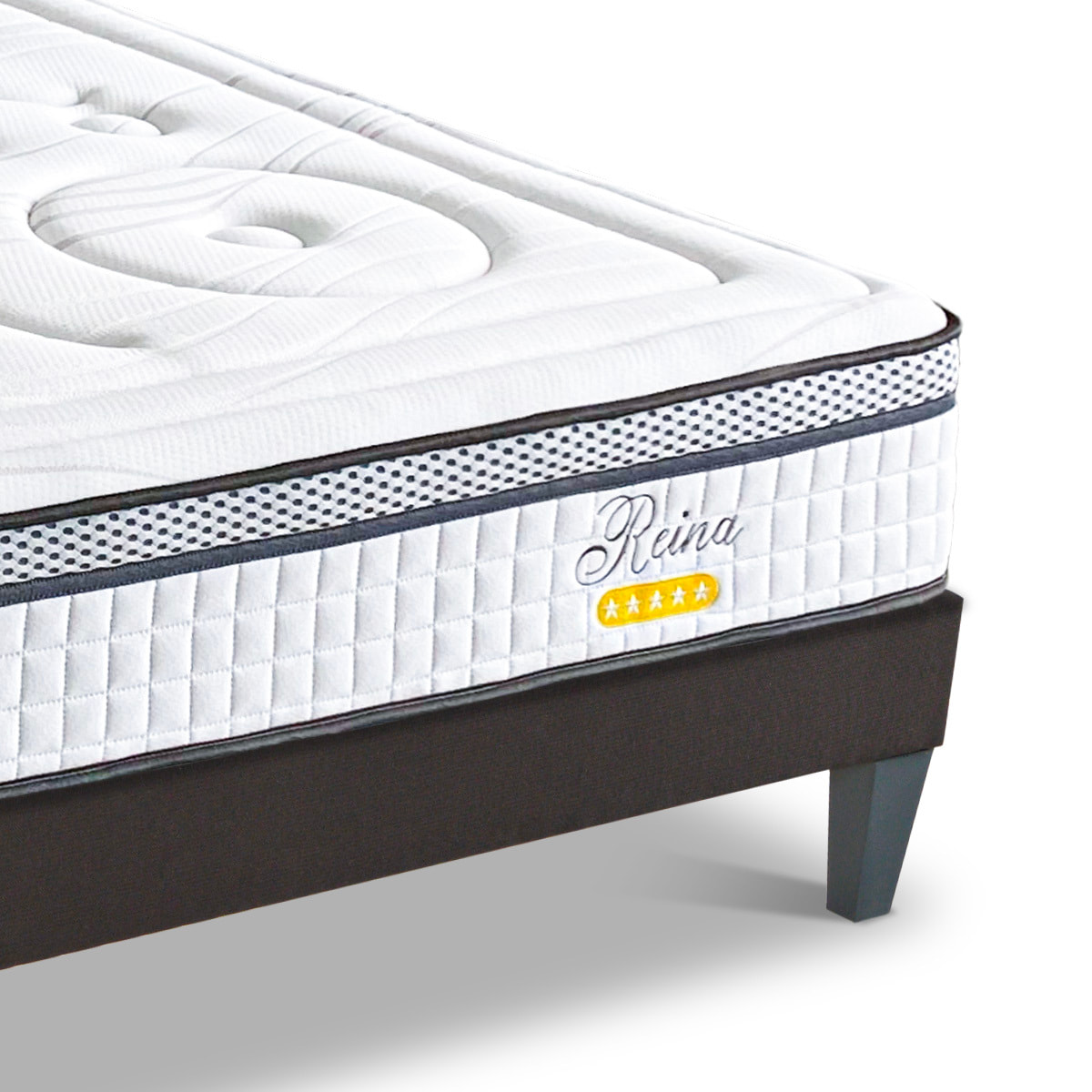 Ensemble Matelas Reina 2.0 & Sommier KIT15, 26 cm, Ressorts Ensachés et Mémoire de Forme, technologie Tri-Lattes, Soutien Ferme