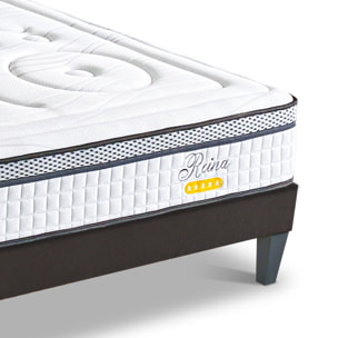 Ensemble Matelas Reina 2.0 & Sommier KIT15, 26 cm, Ressorts Ensachés et Mémoire de Forme, technologie Tri-Lattes, Soutien Ferme