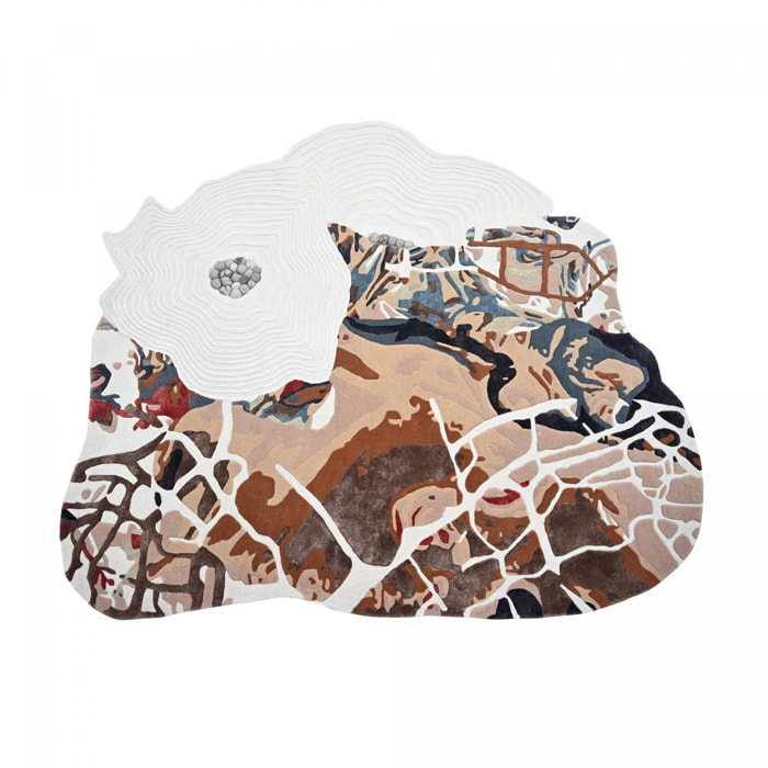 Tapis salon, motif fresque artistique, texture en relief, RODI
